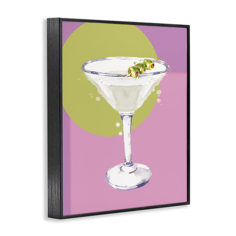 «Olive Martini», estampe numérique par Susan Jill, H 30 po x l 24 po, Giclée encadrée noir minuit