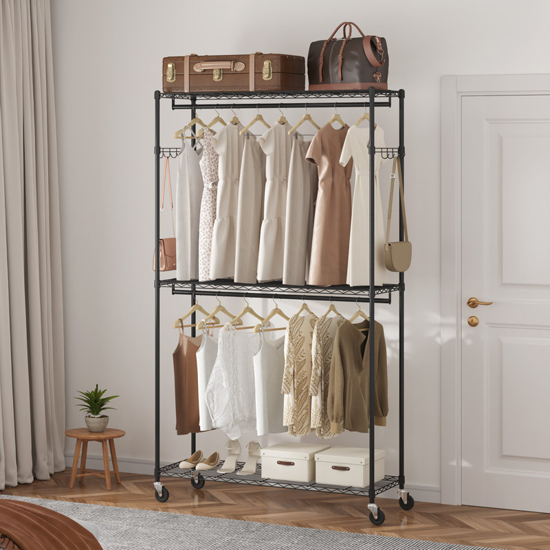 Michalea 45.7'' Metal Rolling Clothing Rack