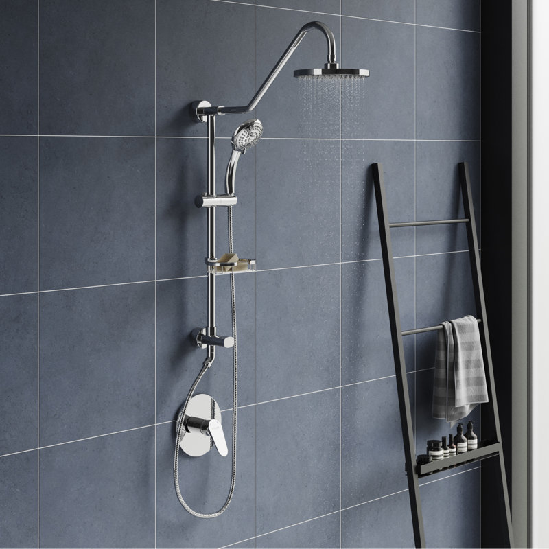 Chrome Adjustable Height Rain Shower System with Handheld