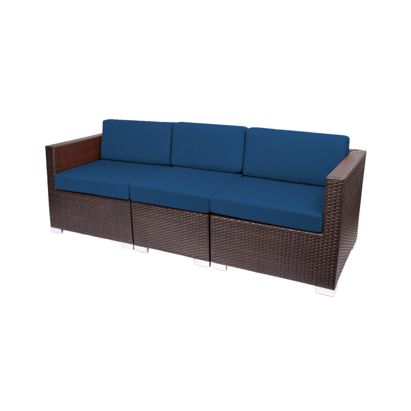 83.25'' Wide Aluminum Patio Sectional with Sunbrella® Cushions, Blue