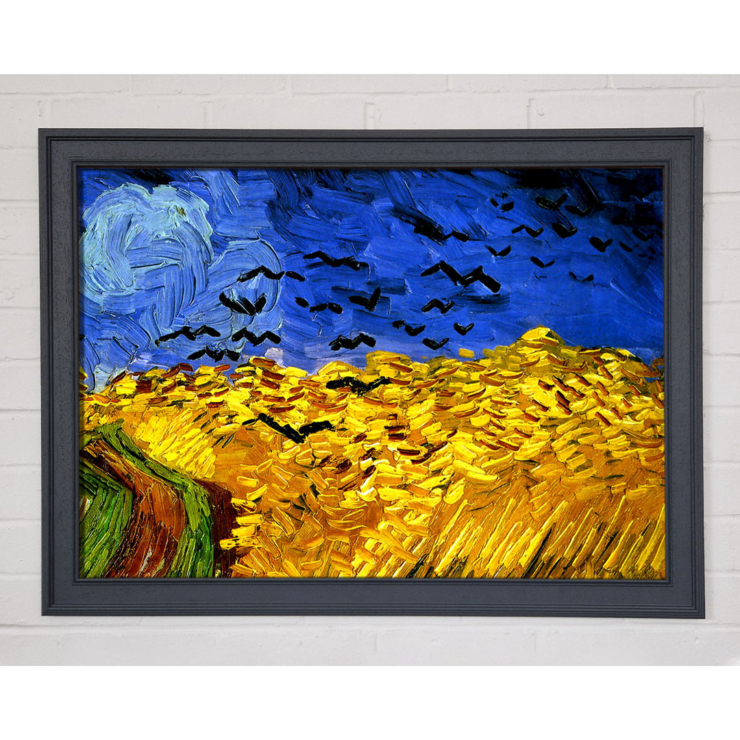 Gerahmtes Wandbild Wheat Field With Crows 02