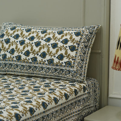 Ensemble de draps en coton Fab divine - Drap fait à la main avec housses de coussin assorties - literie de qualité