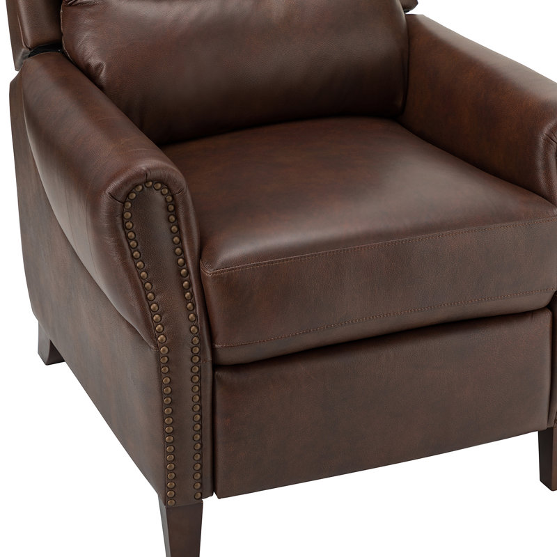 Polestra 32.68'' W Genuine Leather Manual Recliner, Chocolate