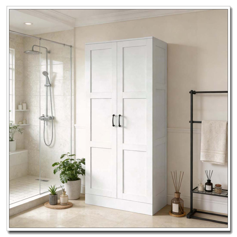 Armoire de rangement autoportante solide et solide, Noyer foncé