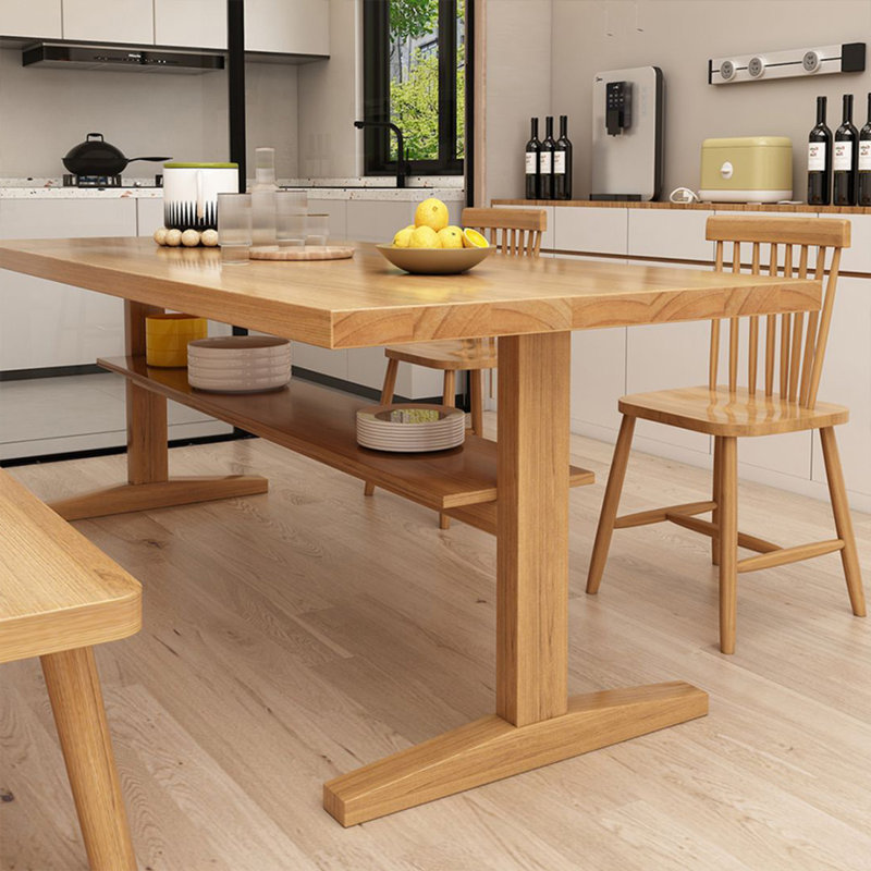 Burlywood Rectangular Solid Dining Table For Dining Room/Kitchen, 29.53"H x 70.87"L x 31.5"W