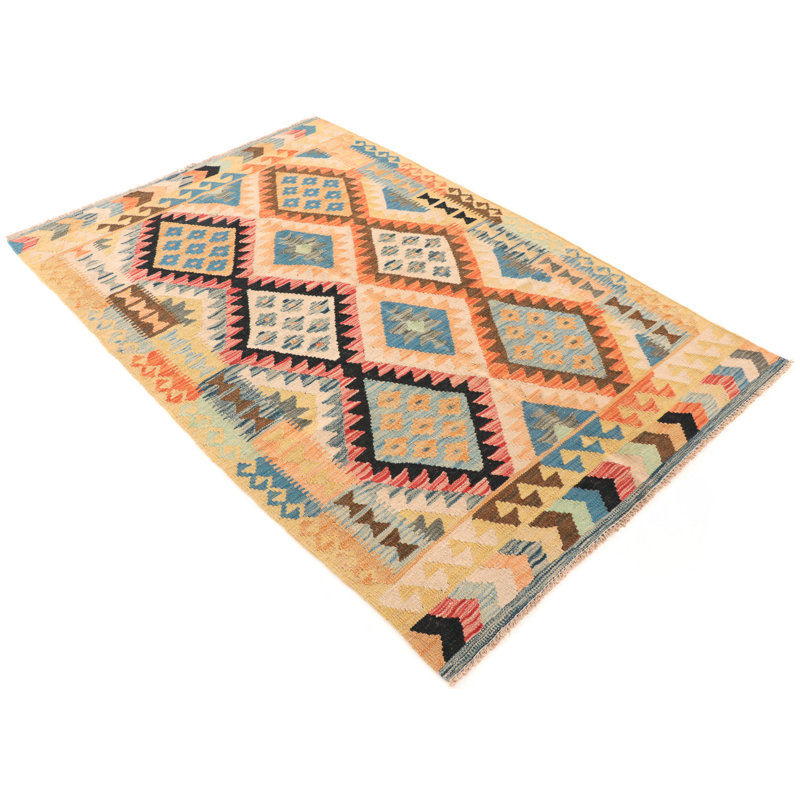 Rectangle 122 cm x 180 cm Wool Hand Woven Kilim