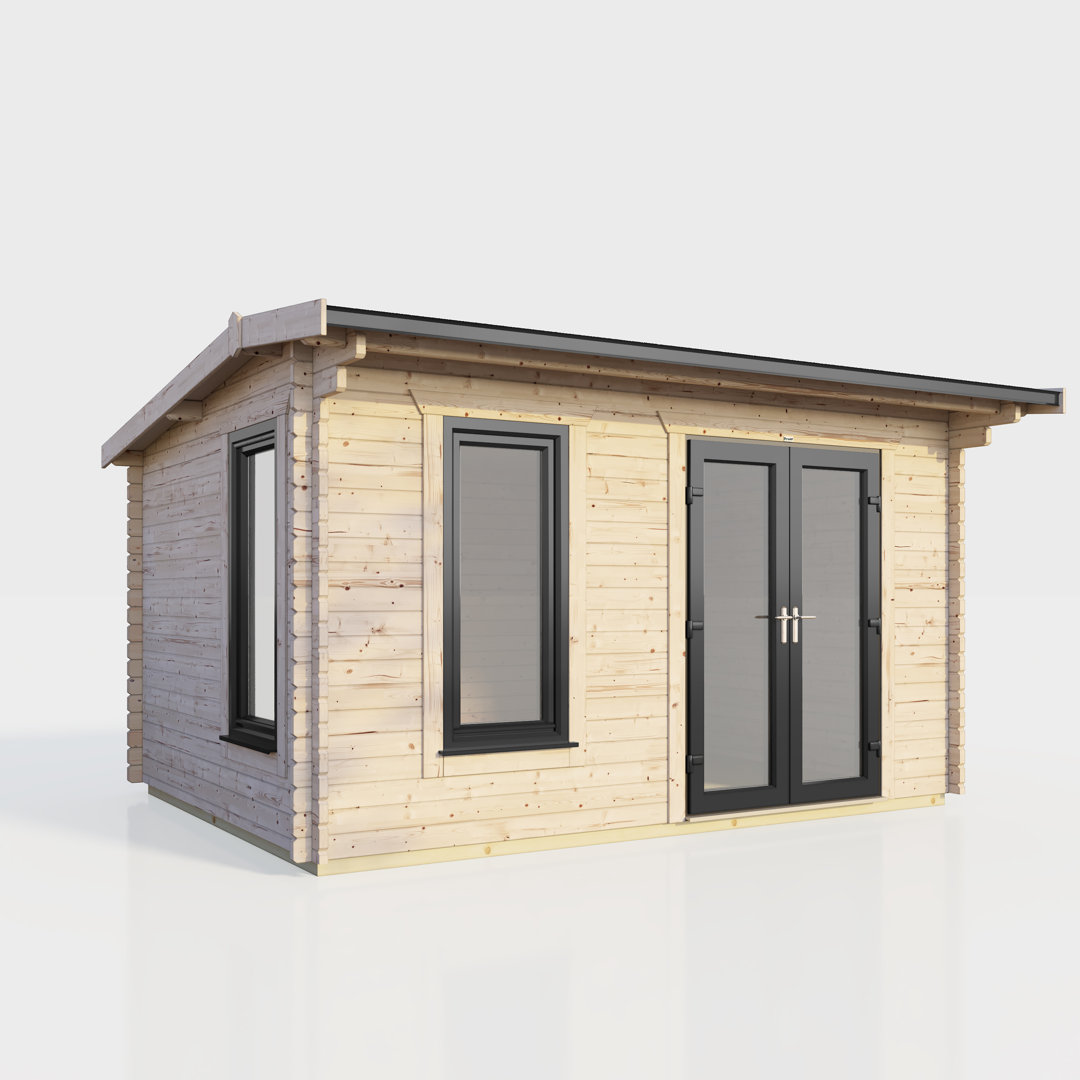 Powersheds 14 x 8ft Apex Log Cabin, Doors to the Right - 44mm