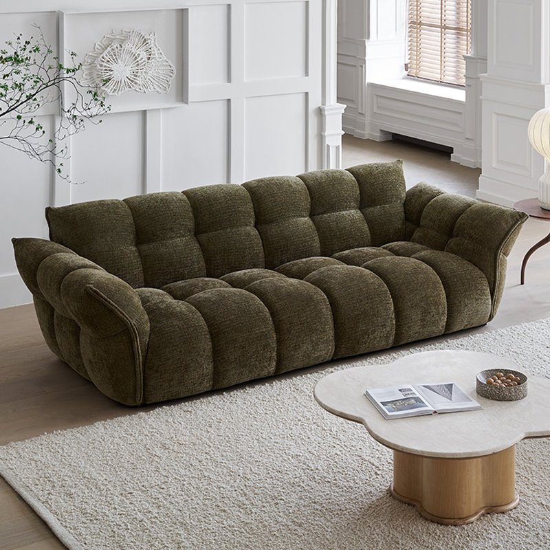 Canapé moderne et simple en tissu de salon de style crème vert, H 30,71 po x l 90,2 po x P 42,52 po, 3