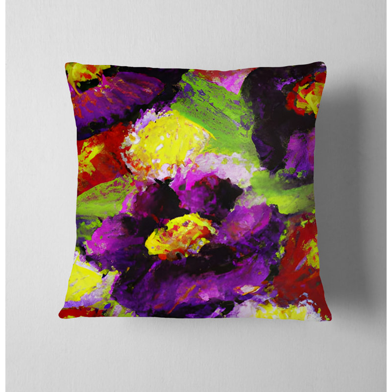 Throw Pillow With Insert, 20"H x 20"W, Green/Purple Floral/Abstract 3