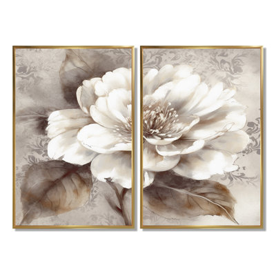 Pivoines grises sur une branche III - décoration murale moderne grise