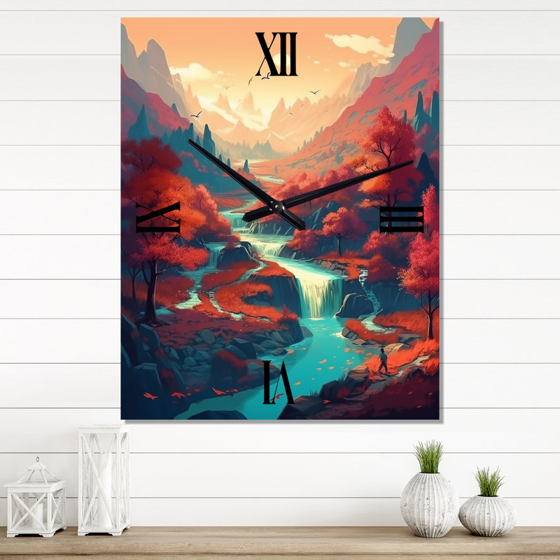 Horloges murales Dense Forest And Stream - Japon, H 32 po x l 16 po x P 1 po