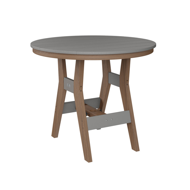 Table de bar ronde de 38 po Berlin Gardens Harbor, Acajou antique, Gris clair