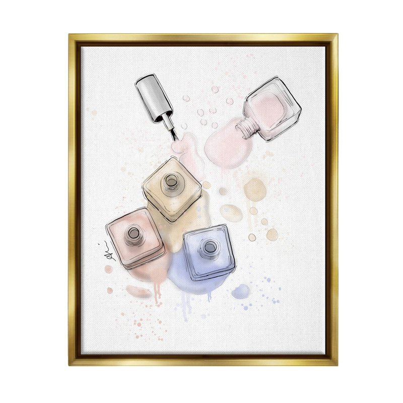 Art de la giclée sur le vernis à ongles par Alison Petrie, H 21 po x l 17 po x P 1,7 po, Cadre flottant doré