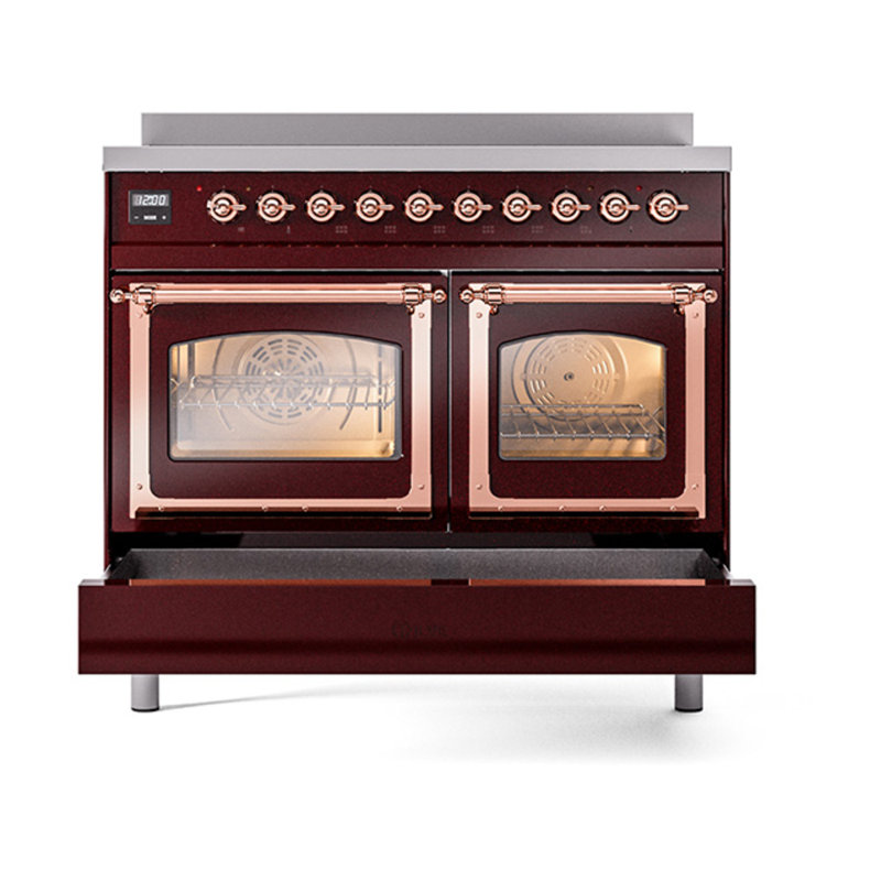 ILVE Nostalgie II Noblesse 40 in Induction Range, Burgundy/Copper