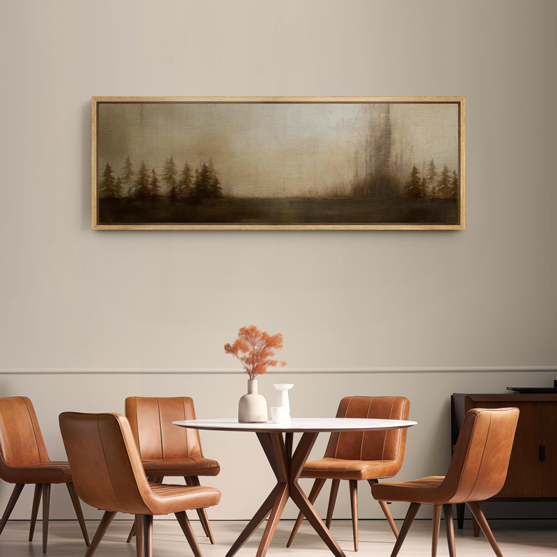 Arbres éthérés, scène naturelle douce, art moderne, H 20 po x l 60 po, Naturel