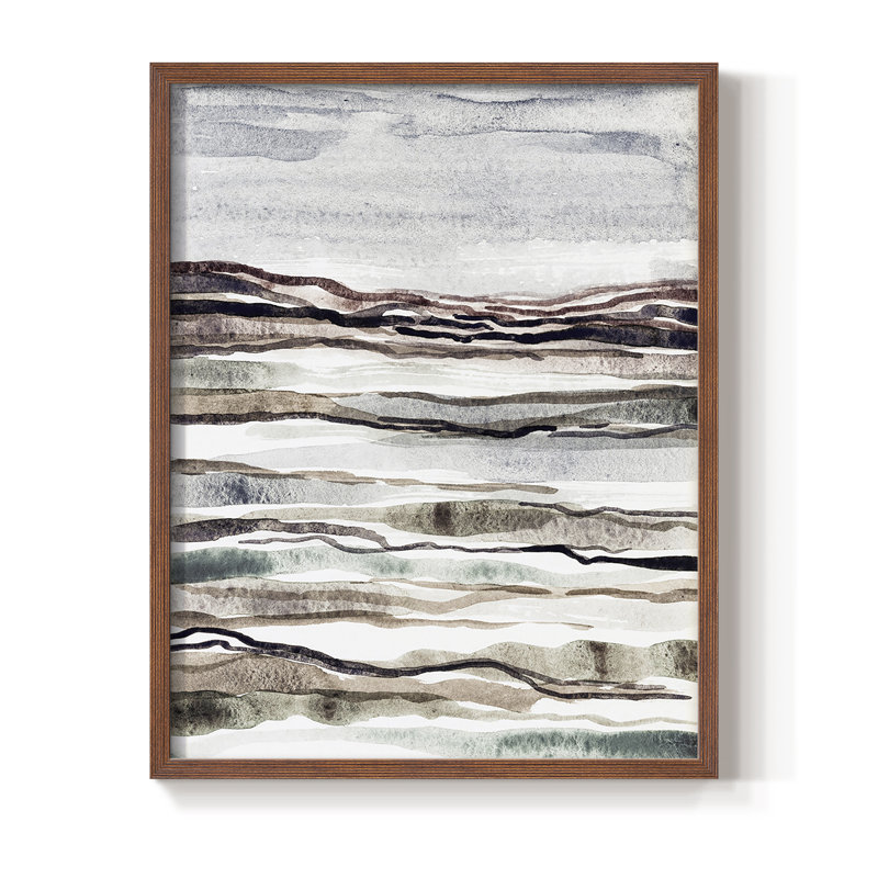 «Mute Earth Layers I», reproduction encadrée - bois massif, H 30 po x l 24 po, Noyer