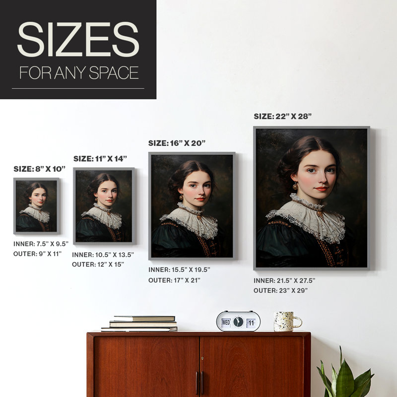 Reproduction encadrée WOMEN Series CCXII - bois massif, Gris, H 15 po x l 12 po