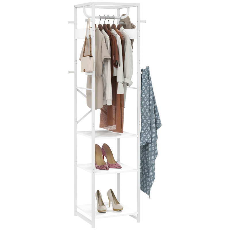 Steel Freestanding 8 - Hook Coat Rack, White