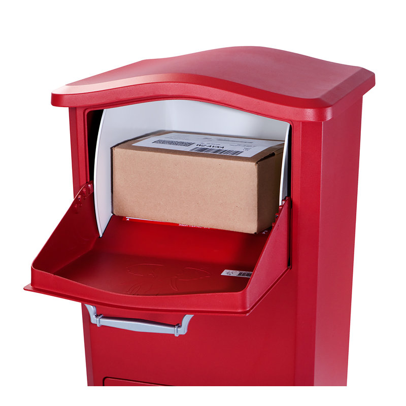 Red Aluminum Lockable Parcel Drop Box with Rotating Drum