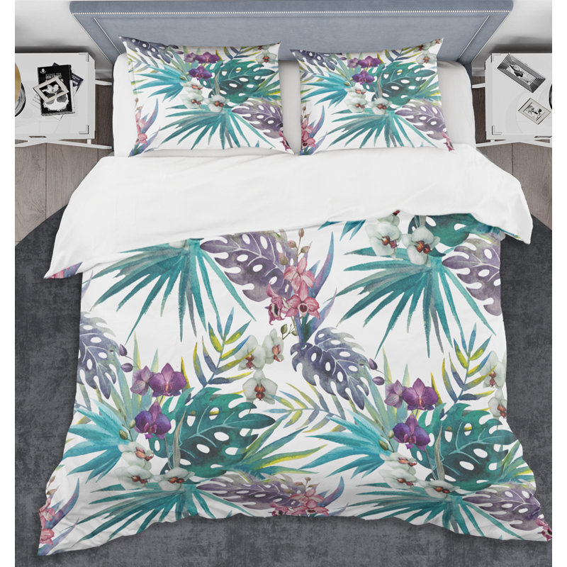 Ensemble de housse de couette style Mid-Century, literie rétro botanique - Retro Botanical I