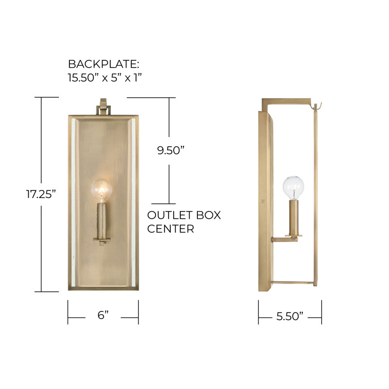 Rylann Flush Mounted Sconce, Aged Brass