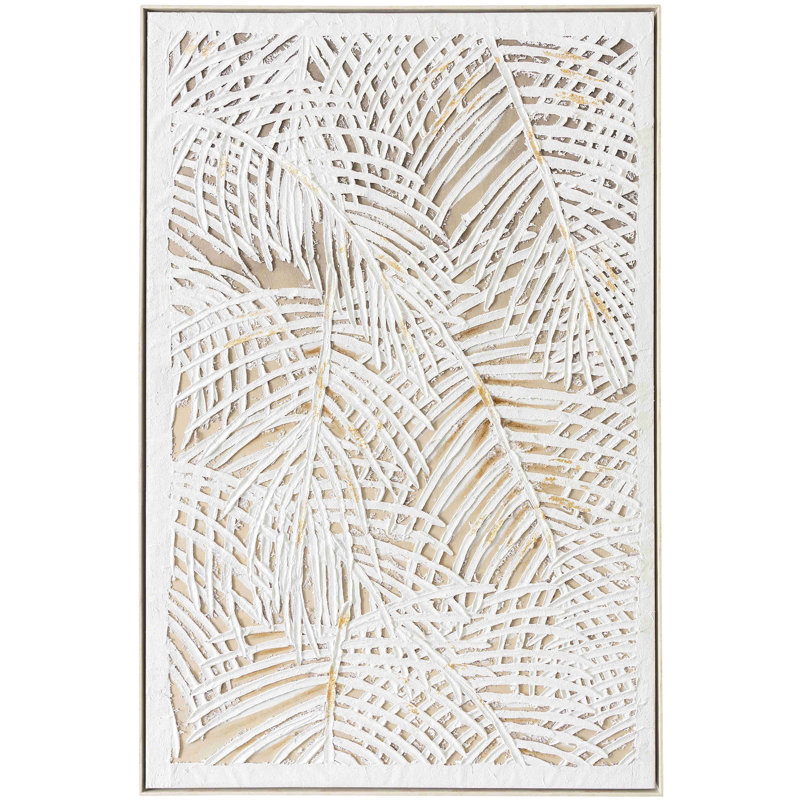 «Palm Leaves», art mural en toile peint à la main - 40 po x 60 po
