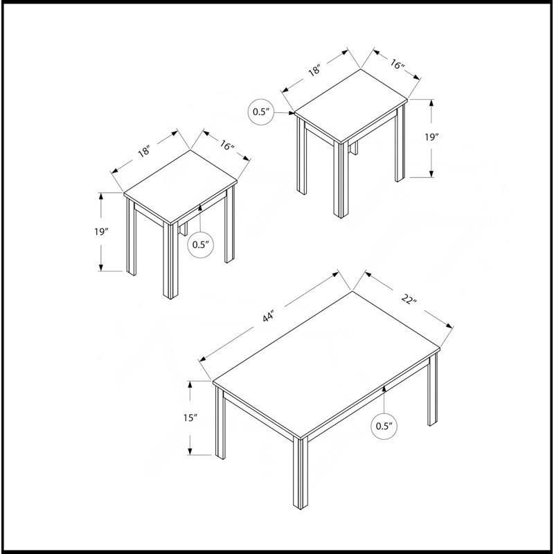 Ensemble de table, ensemble de 3 pièces, café, bout, côté, décor, salon, stratifié gris, transitionnel