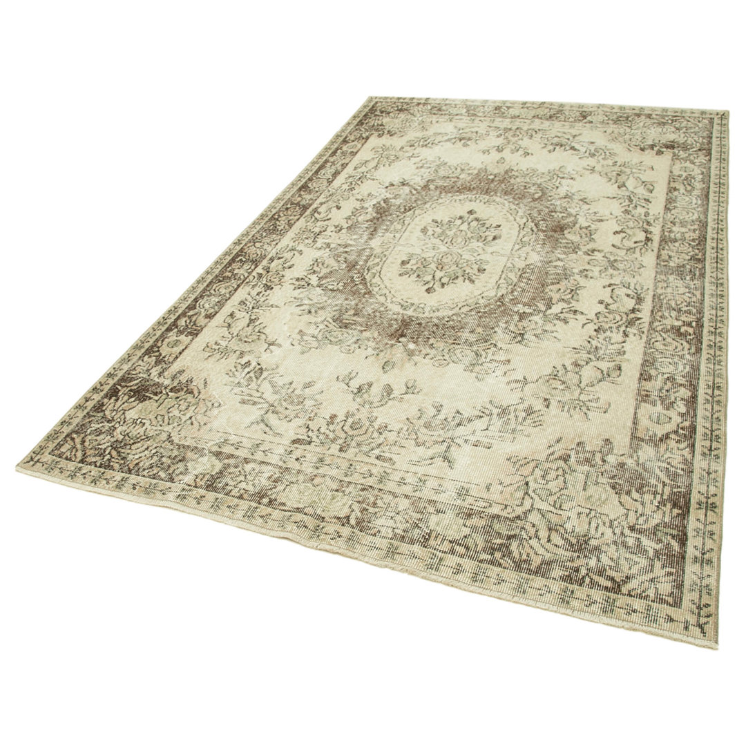 Vintage Beige Vintage Wool Handmade Area Rug