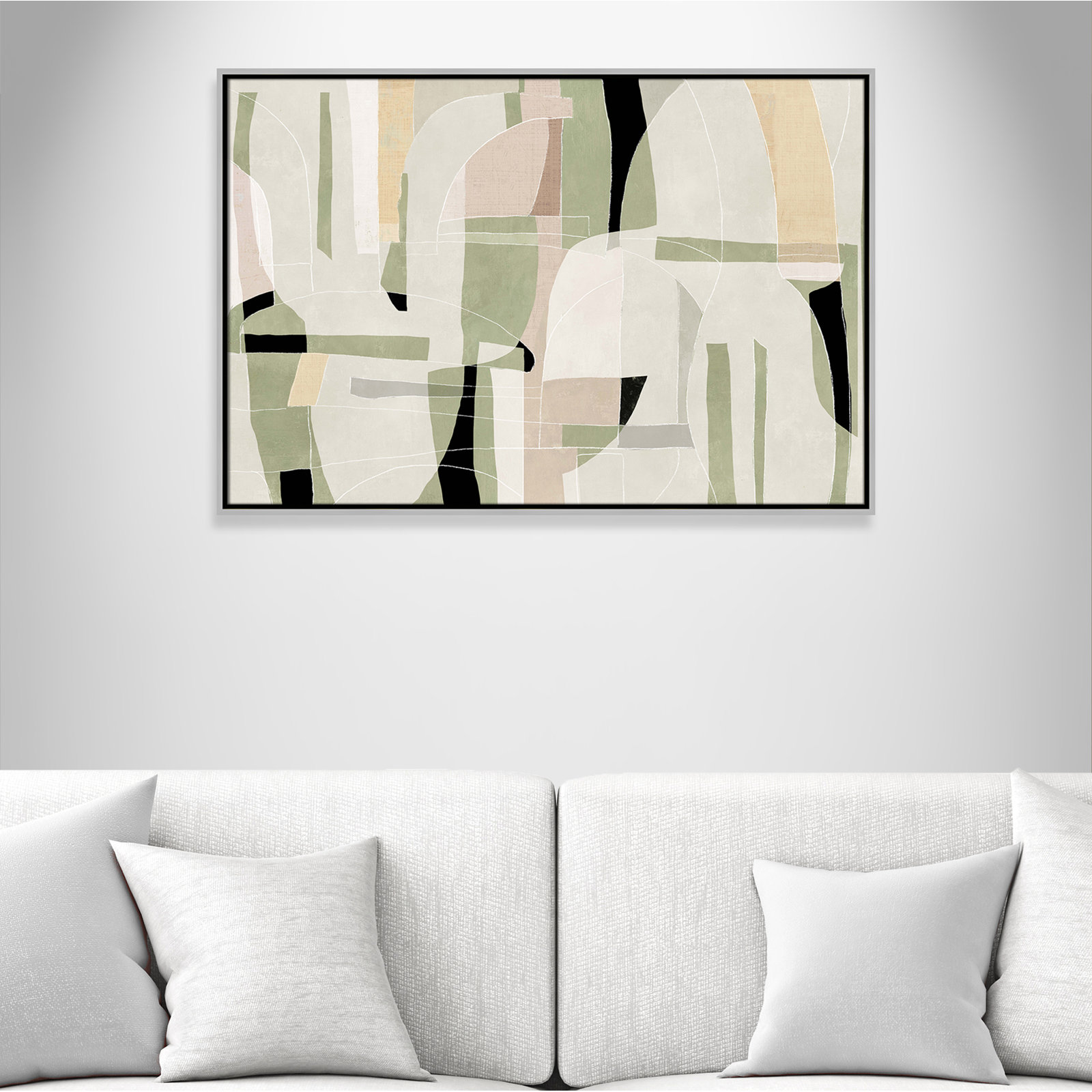 Sunny Barcelona - Floater Frame Canvas, 37.5" W x 25.5" H, Silver