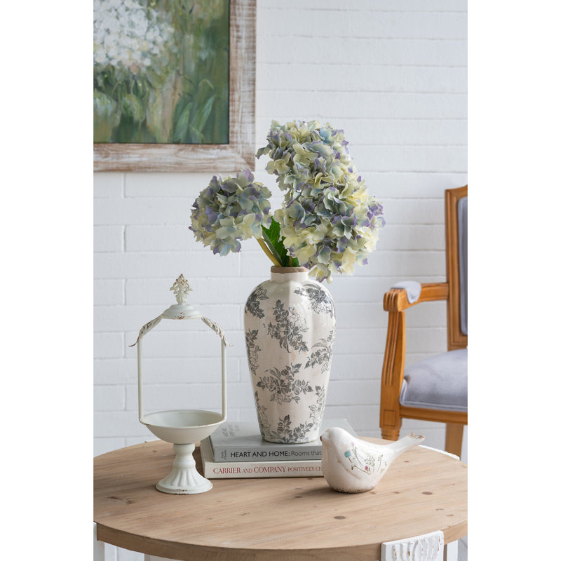 Vase d'appoint en céramique blanche, 13.6" H x 8.1" W x 8.1" D