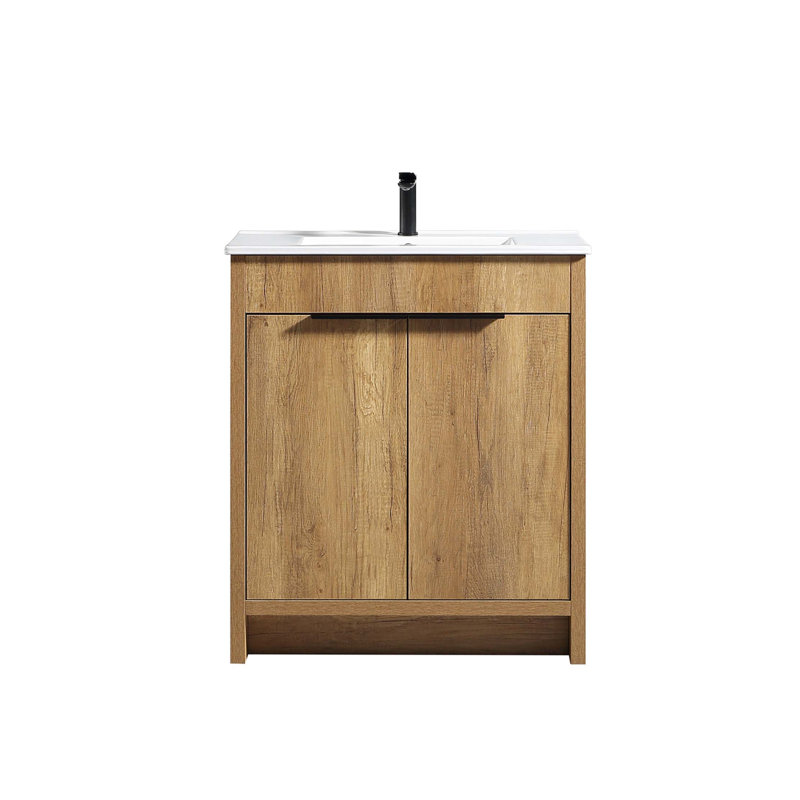 Meuble-lavabo écologique avec finition mate et charnières hydrauliques