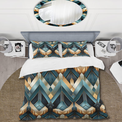 Ensemble de housse de couette à chevrons - Microfibre polyester