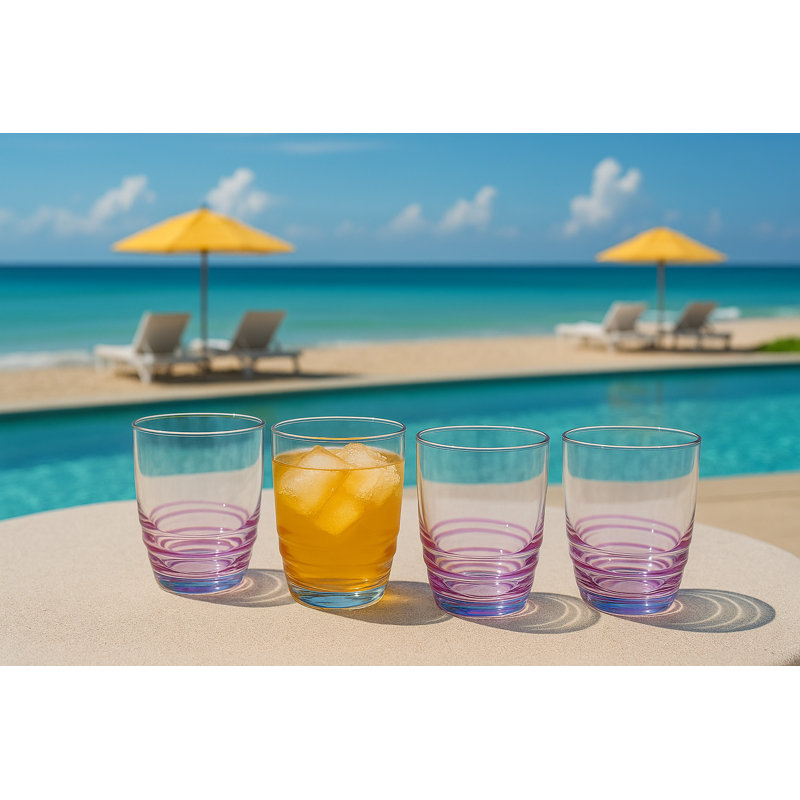 Ensemble de 4 verres en acrylique Swirl, 15 oz, Rose
