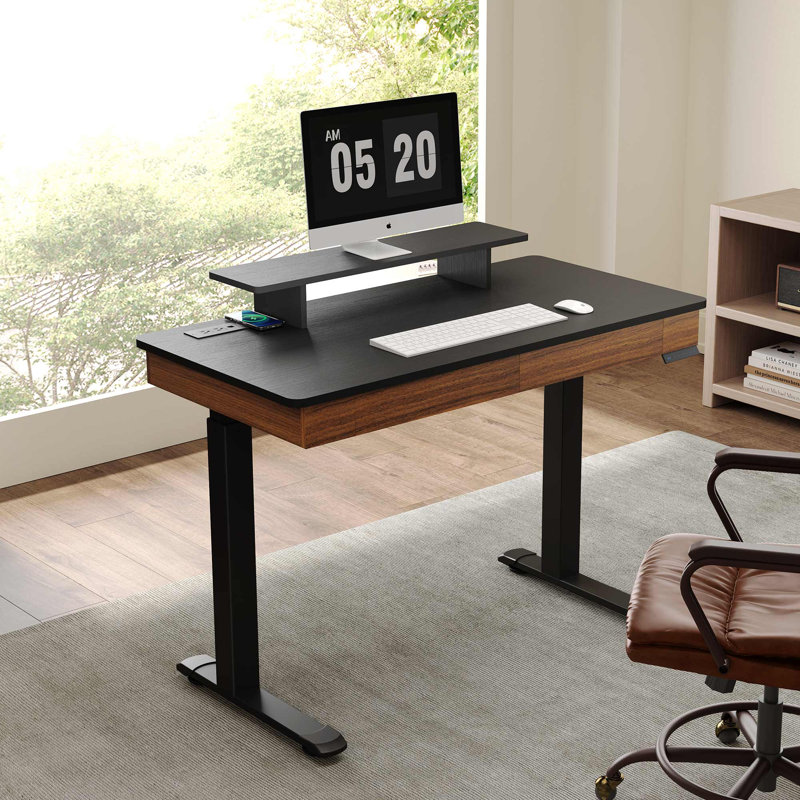 Stonington Height Adjust Electric Standing Desk, 48" H x 47" W x 24" D, Brown
