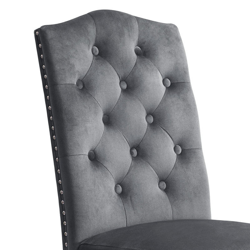 Chaise de salle à manger rembourrée Miroir, Gris