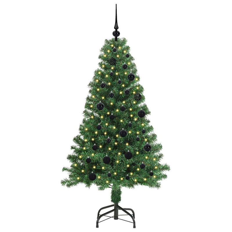 Artificial Christmas Tree with LEDs with Stand Green, 4.92 ft