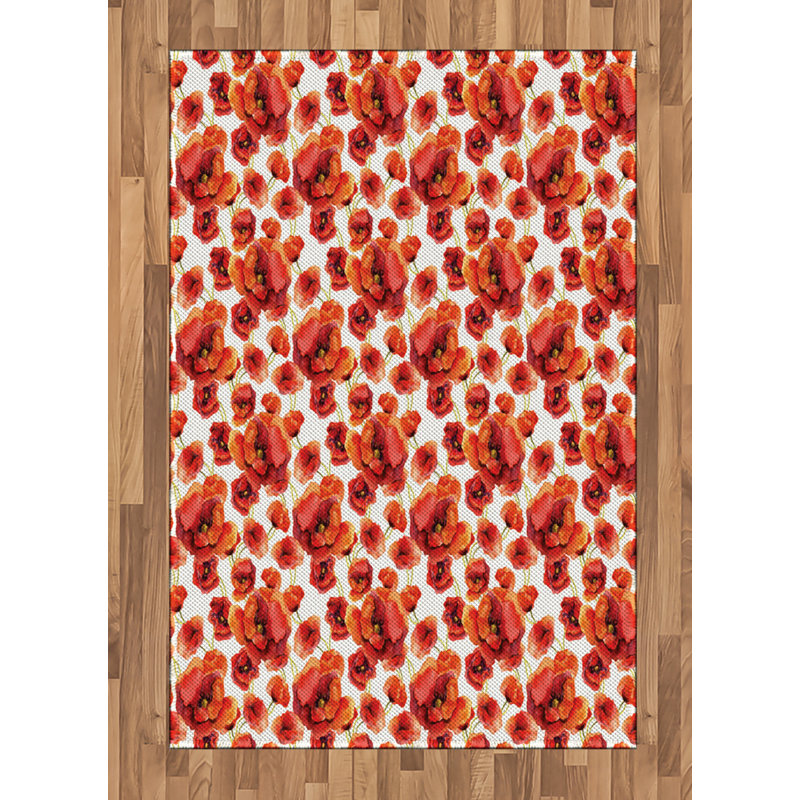 Floral High Density Long Fiber Poly Threads Decorative Area Rug Carpet, Rectangle 4' x 5'8"