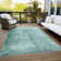 Machine Washable Indoor/Outdoor Xhevrie Teal Rug