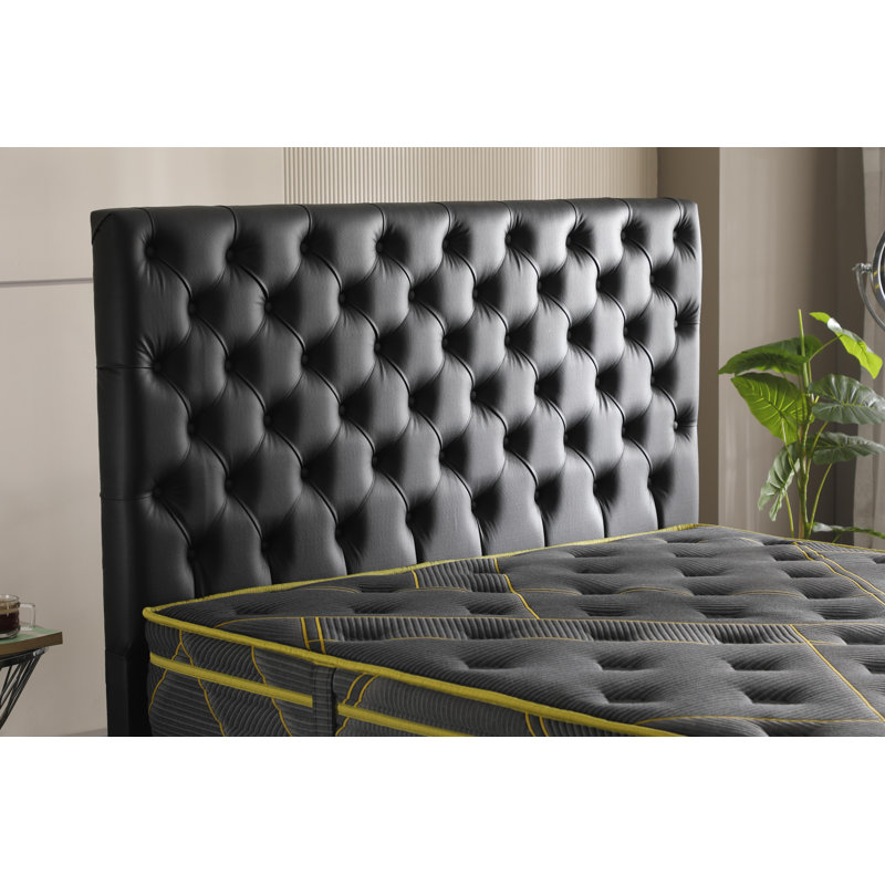  13” Luxury Black/Mustard Eurotop Mattress – Inspired by the Roman Empire – Firm Hybrid Comfort – Made in NJ – Premium Quilted Cover - Fiberglass-Free – Bed in a Box