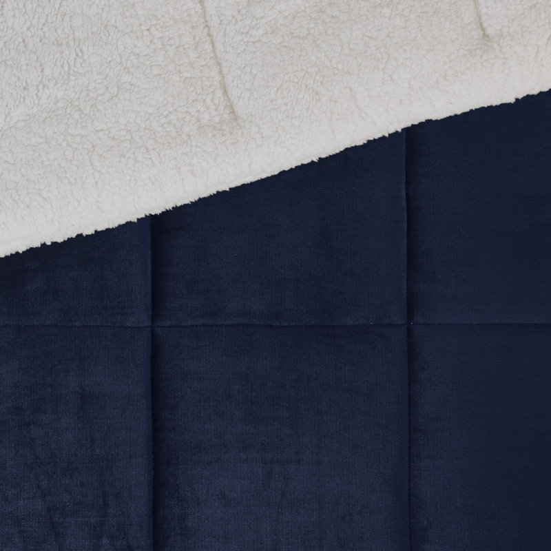 Ensemble d'édredon ultra-doux Alton, Bleu marine / Ivoire, Queen Comforter + 2 Shams + 1 Decorative Pillow