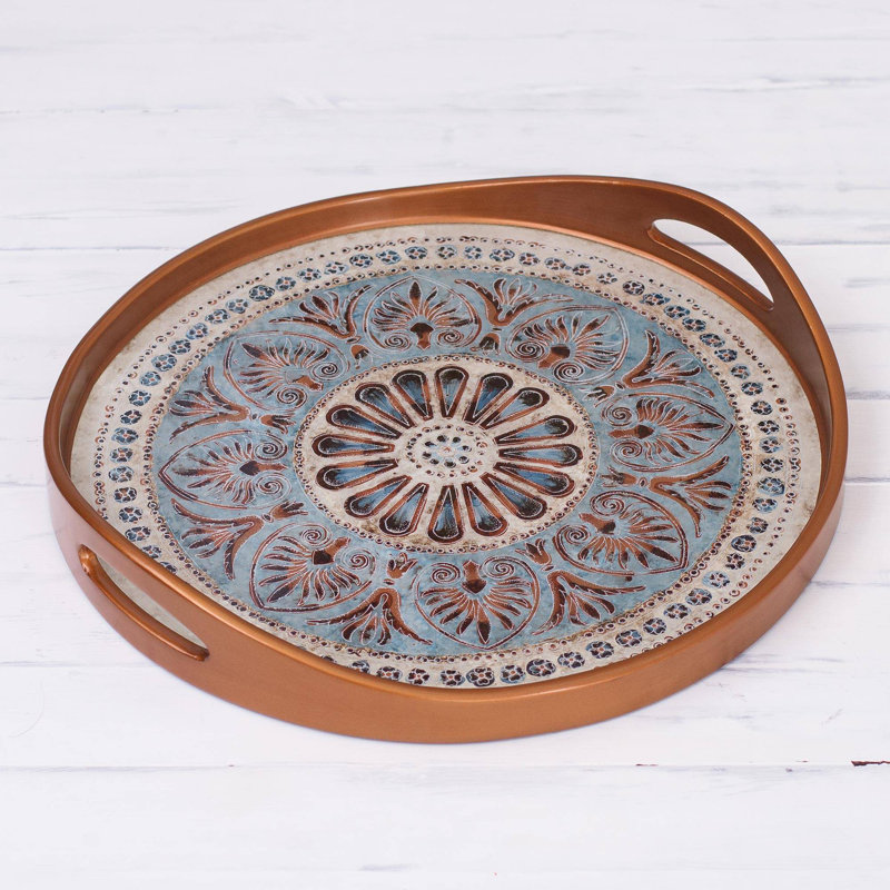 Masterson Glass Decorative Tray, Brown, 2" H x 12.5" W x 12.5" L