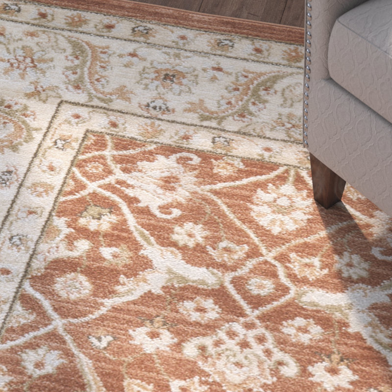 Tapis rouille / ivoire Lavelle, Rectangle 5 pi 1 po x 7 pi 7 po
