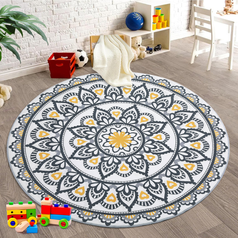 Tapis rond Dagheid avec envers antidérapant, Rond 5 pi