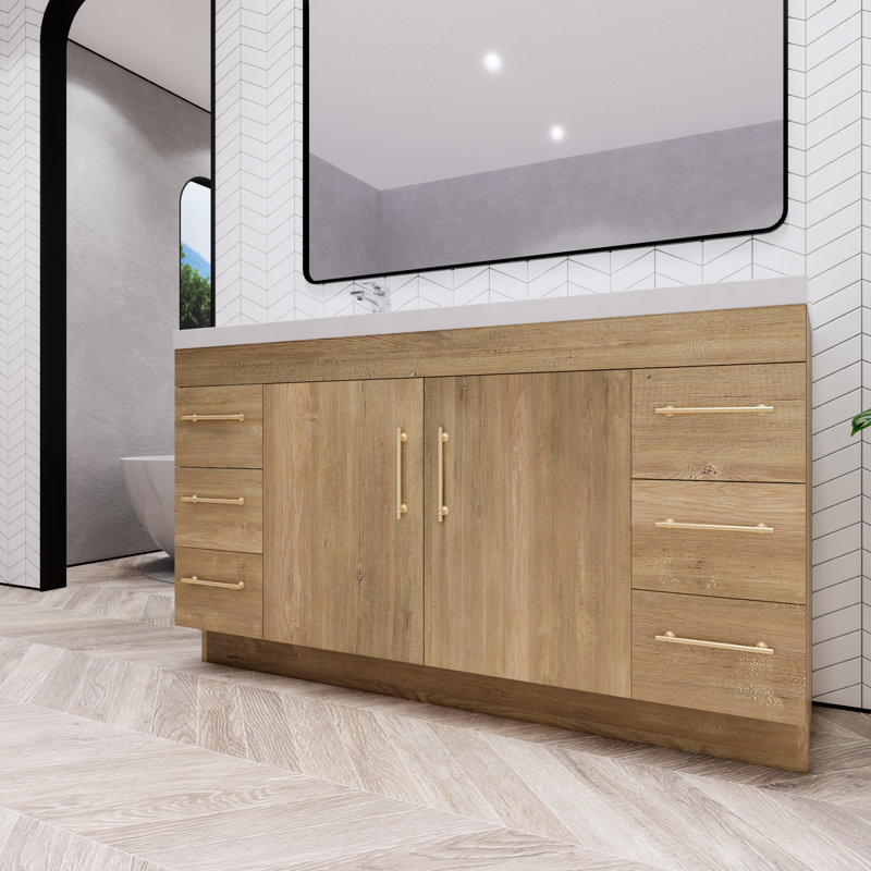 Ensemble de meuble-lavabo simple 60 po Verda, Chêne