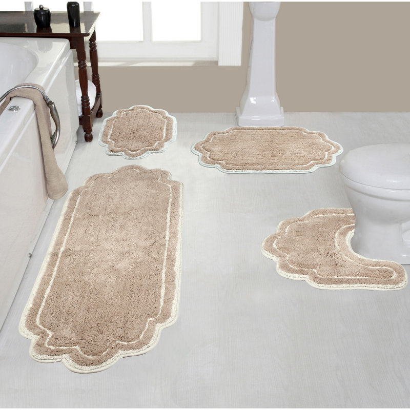 Ensemble de tapis pour salle de bain 100% coton Dobrinsky, lavable à la machine, séchage rapide, absorbant - ensemble de 4 pièces