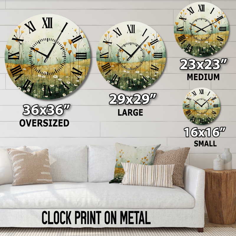 Horloge murale Whispering Meadows I - Abstract Collages, Surdimensionné