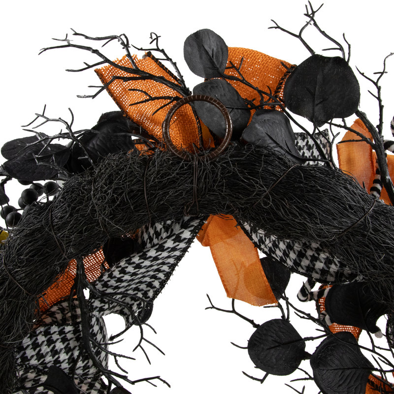 Couronne d'Halloween pied de poule et bonbon au maïs - 24 po