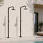 Douche extérieure autoportante 92,72 po H, acier inoxydable 316, pomme de pluie-117328520