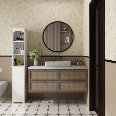 Armoire de rangement de salle de bain de 64,17 po de hauteur avec tablettes réglables, armoire autoportante mince à 1 porte avec anti-basculement, compartiments ouverts, pour la maison, les petits espaces, la salle de bain, la cuisine,