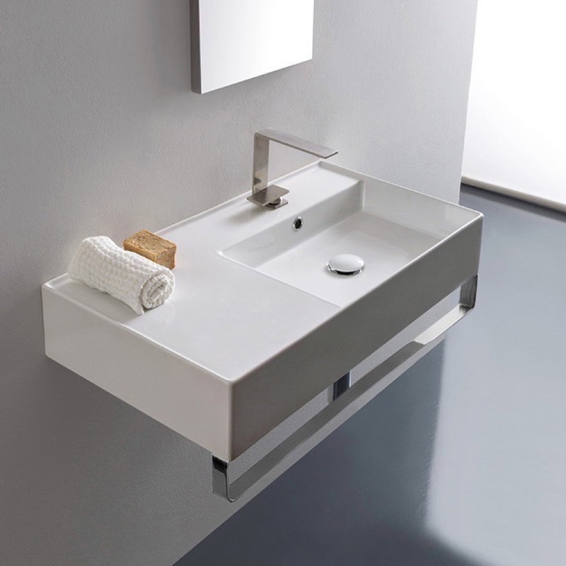 Scarabeo By Nameeks 17.3'' Glossy White Ceramic Rectangular Bathroom Sink with Overflow, One Hole